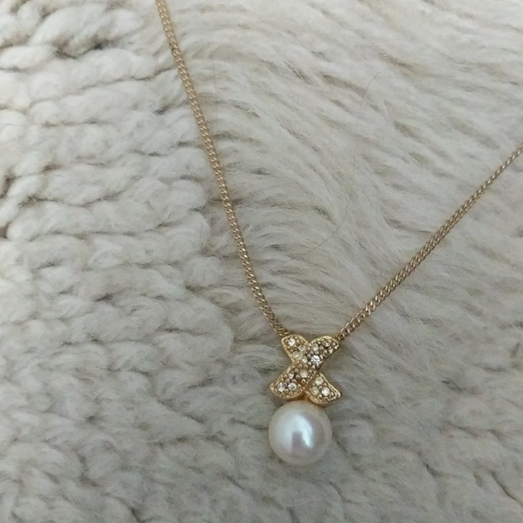 unknown Jewelry - Pearl and rhinestone gold chain Necklace